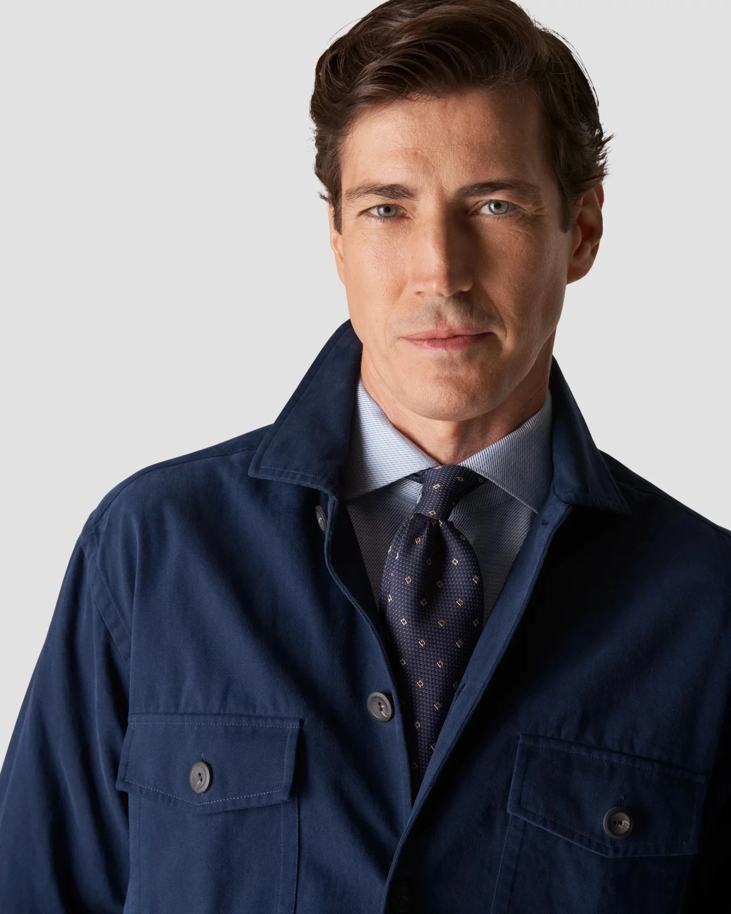 Navy Blue Twill Moleskin Overshirt - ETON 10 Navy Blue Twill Moleskin Overshirt - ETON - Image 8