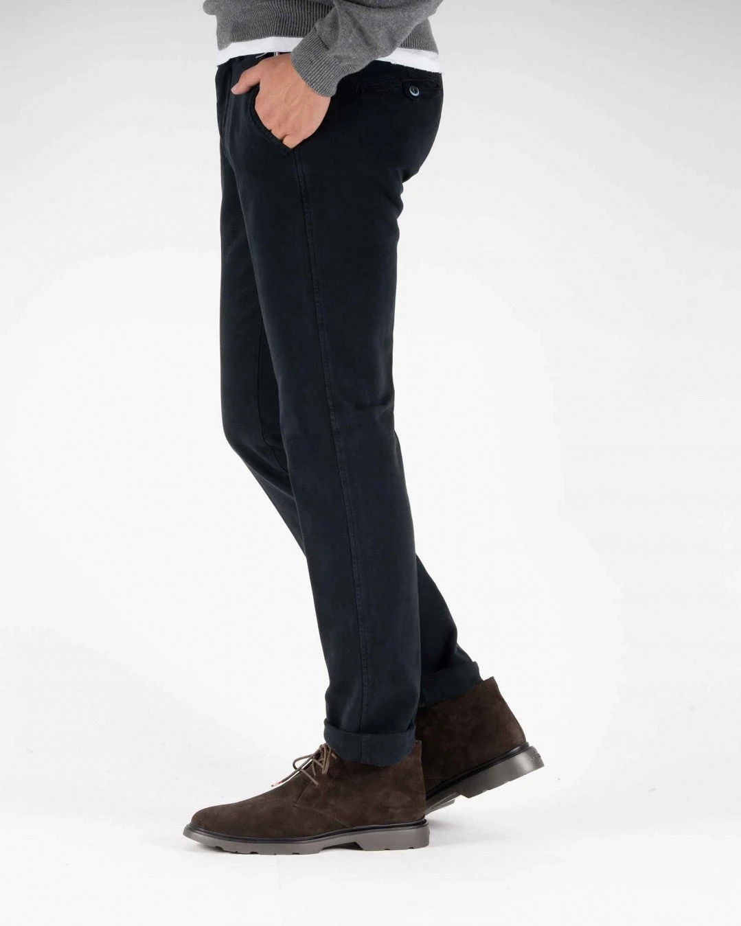 Navy Blue Twill Stretch Slim Fit Chino - Mason's 6 Navy Blue Twill Stretch Slim Fit Chino - Mason's - Image 4