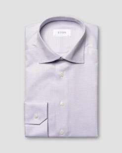 Pink Houndstooth Cotton & Tencel Contemporary Fit Shirt - ETON