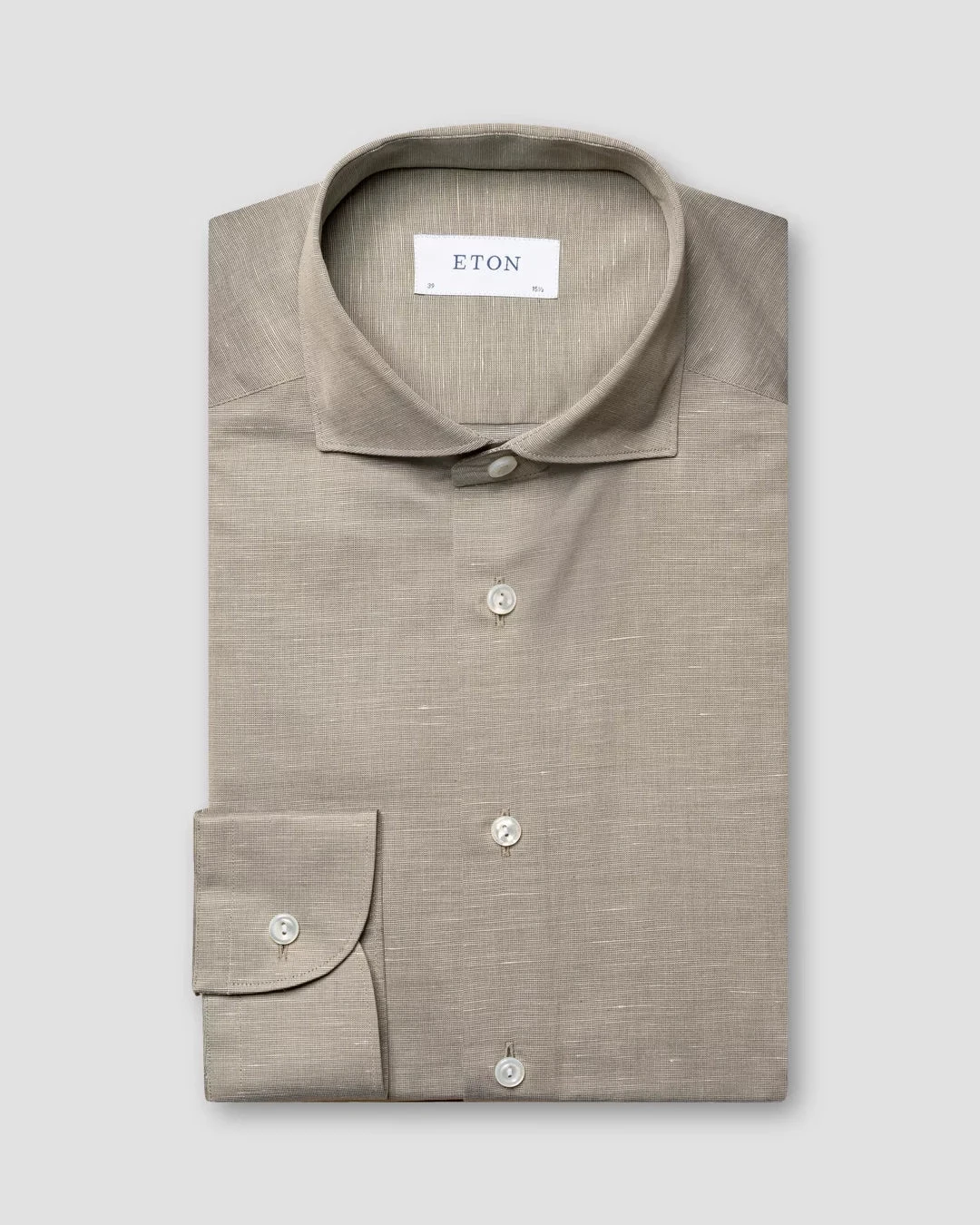Green Solid Cotton-Linen Slim Fit Shirt - ETON 3 Green Solid Cotton-Linen Slim Fit Shirt - ETON