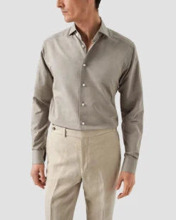 Green Solid Cotton-Linen Slim Fit Shirt - ETON 8 Green Solid Cotton-Linen Slim Fit Shirt - ETON -ETON Store solid dark green cotton linen shirt 2024 01 09T090049909Z