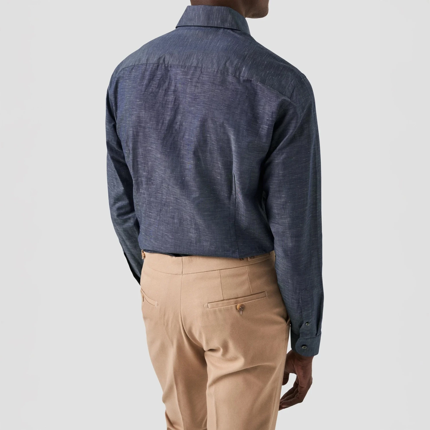 Navy Blue Solid Cotton-Linen Slim Fit Shirt - ETON 9 Navy Blue Solid Cotton-Linen Slim Fit Shirt - ETON - Image 7