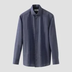 Navy Blue Solid Cotton-Linen Slim Fit Shirt - ETON 12 Navy Blue Solid Cotton-Linen Slim Fit Shirt - ETON -ETON Store solid navy cotton linen shirt 2024 03 07T132051451Z