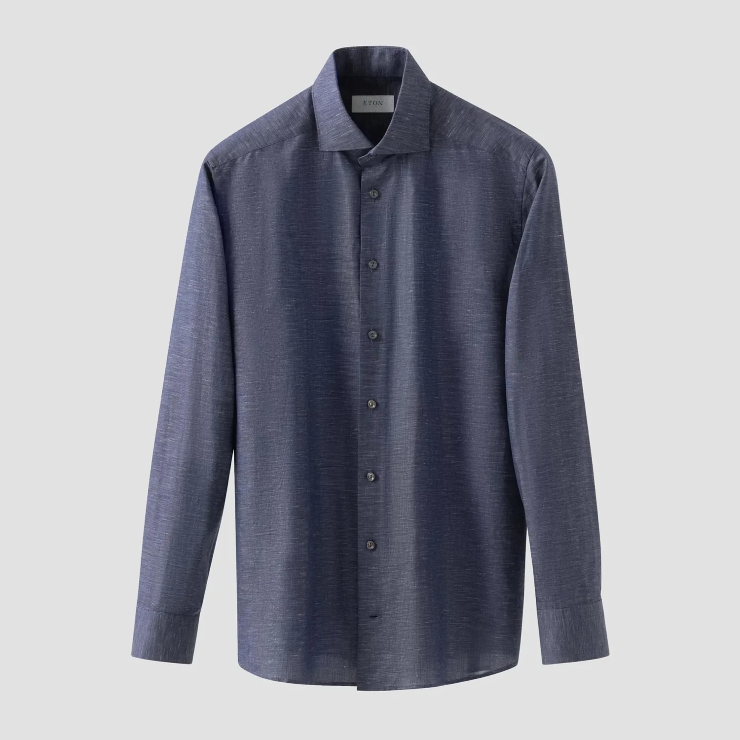 Navy Blue Solid Cotton-Linen Slim Fit Shirt - ETON 5 Navy Blue Solid Cotton-Linen Slim Fit Shirt - ETON - Image 3