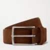 Mid Brown Suede Belt With Squared Buckle - Anderson's