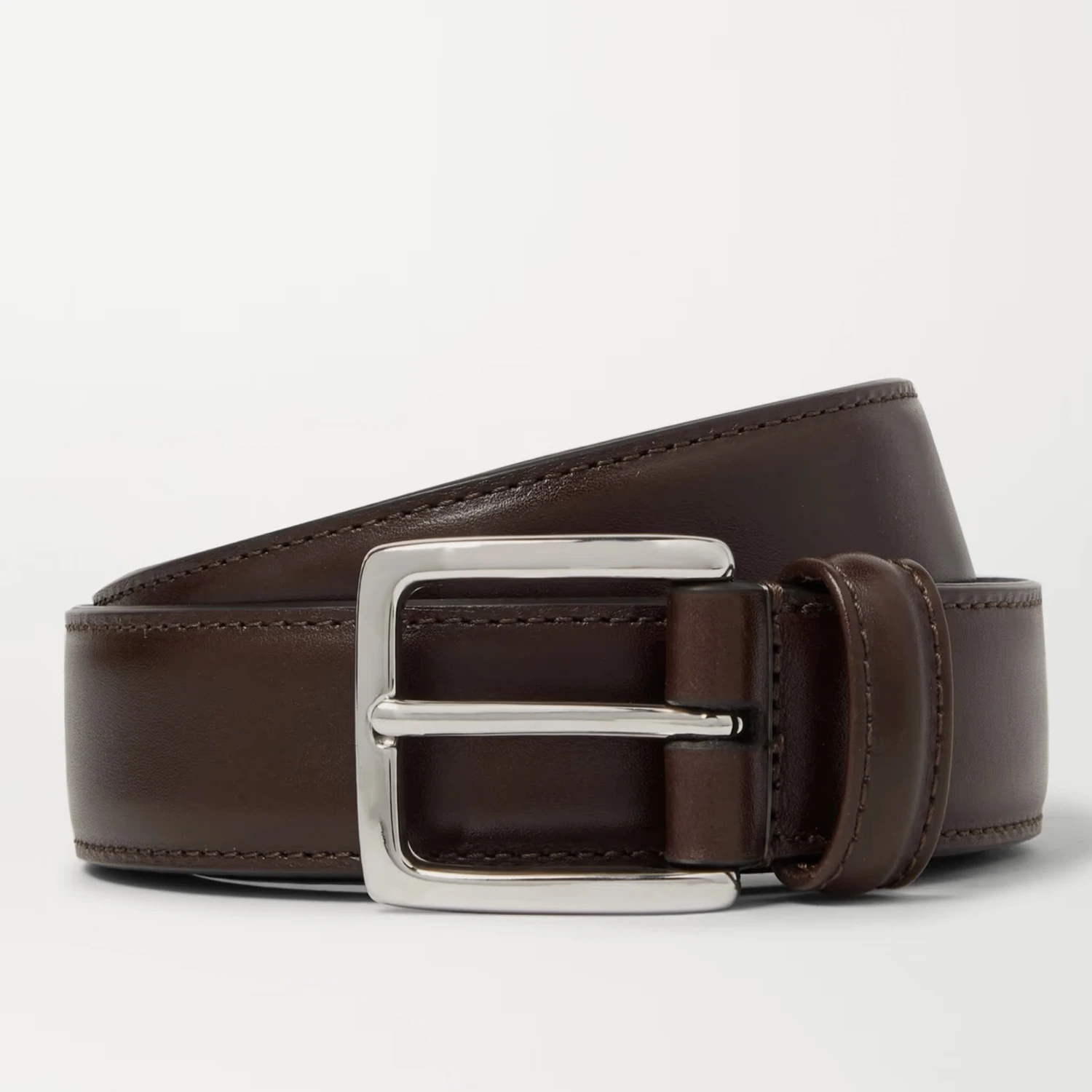 Nappa Calf Brown Leather Belt - Anderson's 3 Nappa Calf Brown Leather Belt - Anderson's