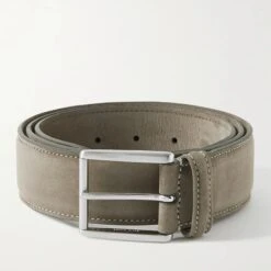 Taupe Nubuck Soft Suede Leather Belt - Anderson's