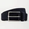 Navy Blue Square Buckle Suede Belt - Anderson's