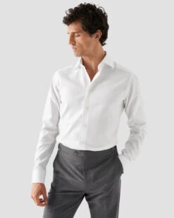 White Cotton-Tencel Contemporary Fit Shirt - ETON 14 White Cotton-Tencel Contemporary Fit Shirt - ETON -ETON Store white cottontencel strech shirt 2023 12 13T135551595Z