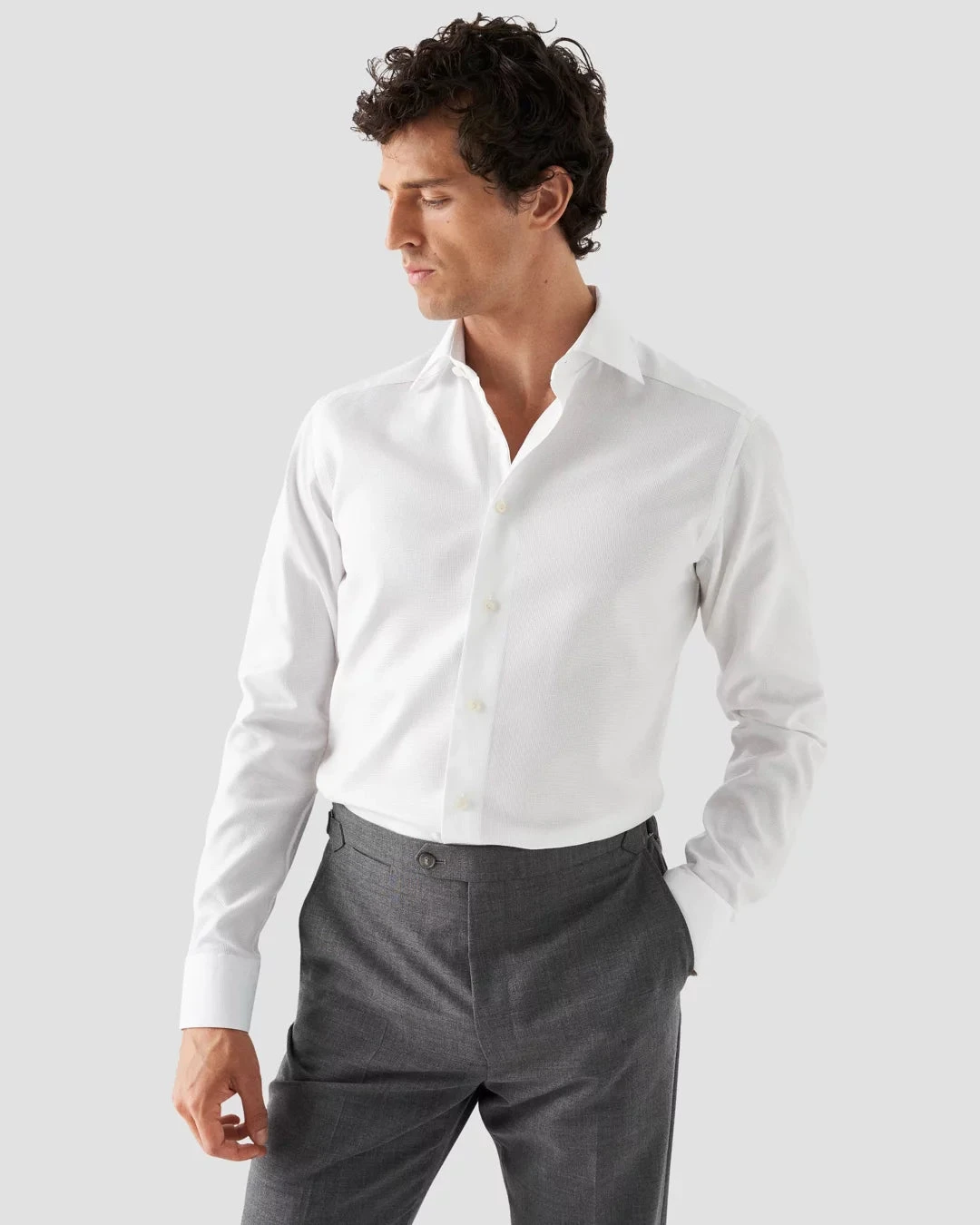 White Cotton-Tencel Contemporary Fit Shirt - ETON 6 White Cotton-Tencel Contemporary Fit Shirt - ETON - Image 4