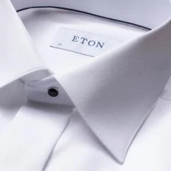 White Signature Twill Fly-Front Slim Fit Tuxedo Shirt - ETON 10 White Signature Twill Fly-Front Slim Fit Tuxedo Shirt - ETON -ETON Store white twill evening shirt 2024 02 22T09304949Z